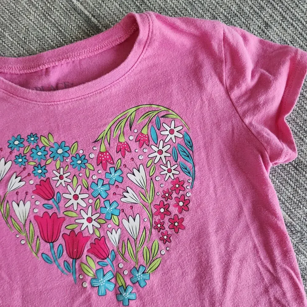 The Children's Place Girls Floral Heart Graphic Tee